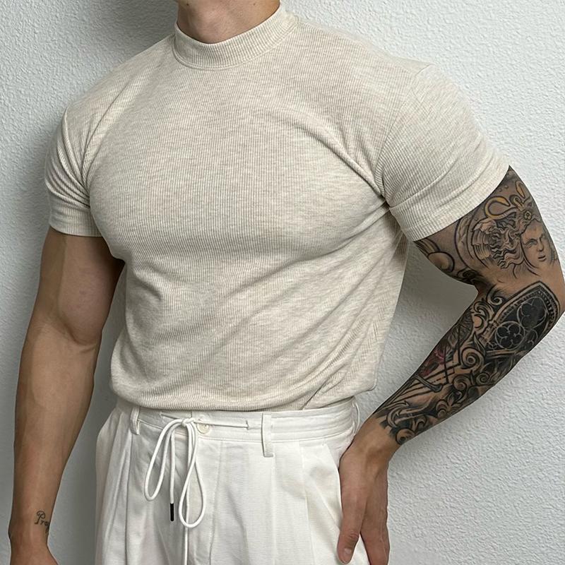 Ralph – T-shirt Stretch à Col Demi-Américain Uni