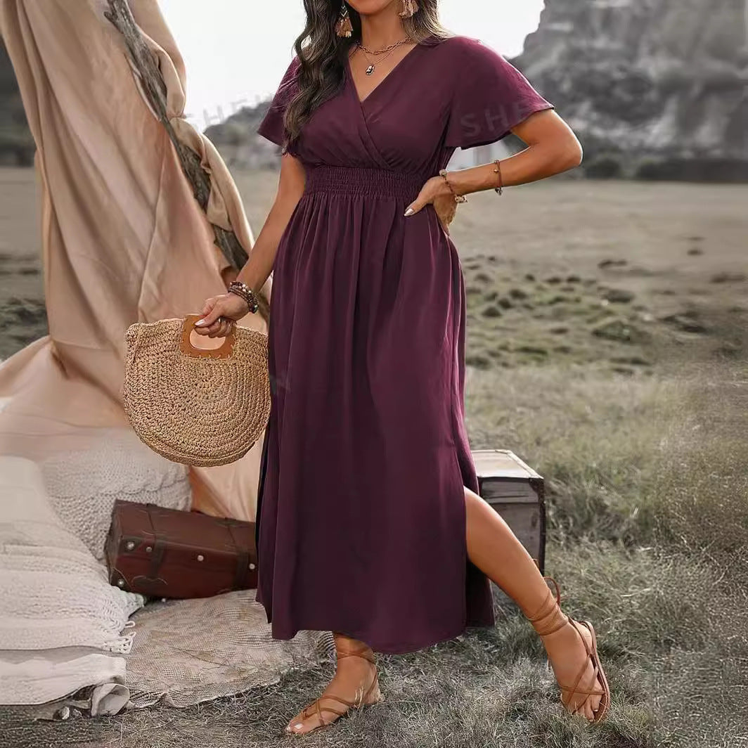 Danielle – Robe Longue avec Manches Cloche et Taille Élastique