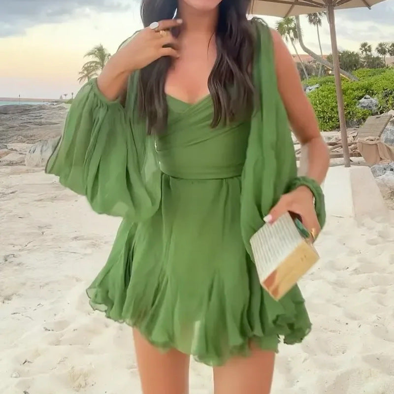 Anna – Robe à Épaules Dénudées avec Manches Lanternes