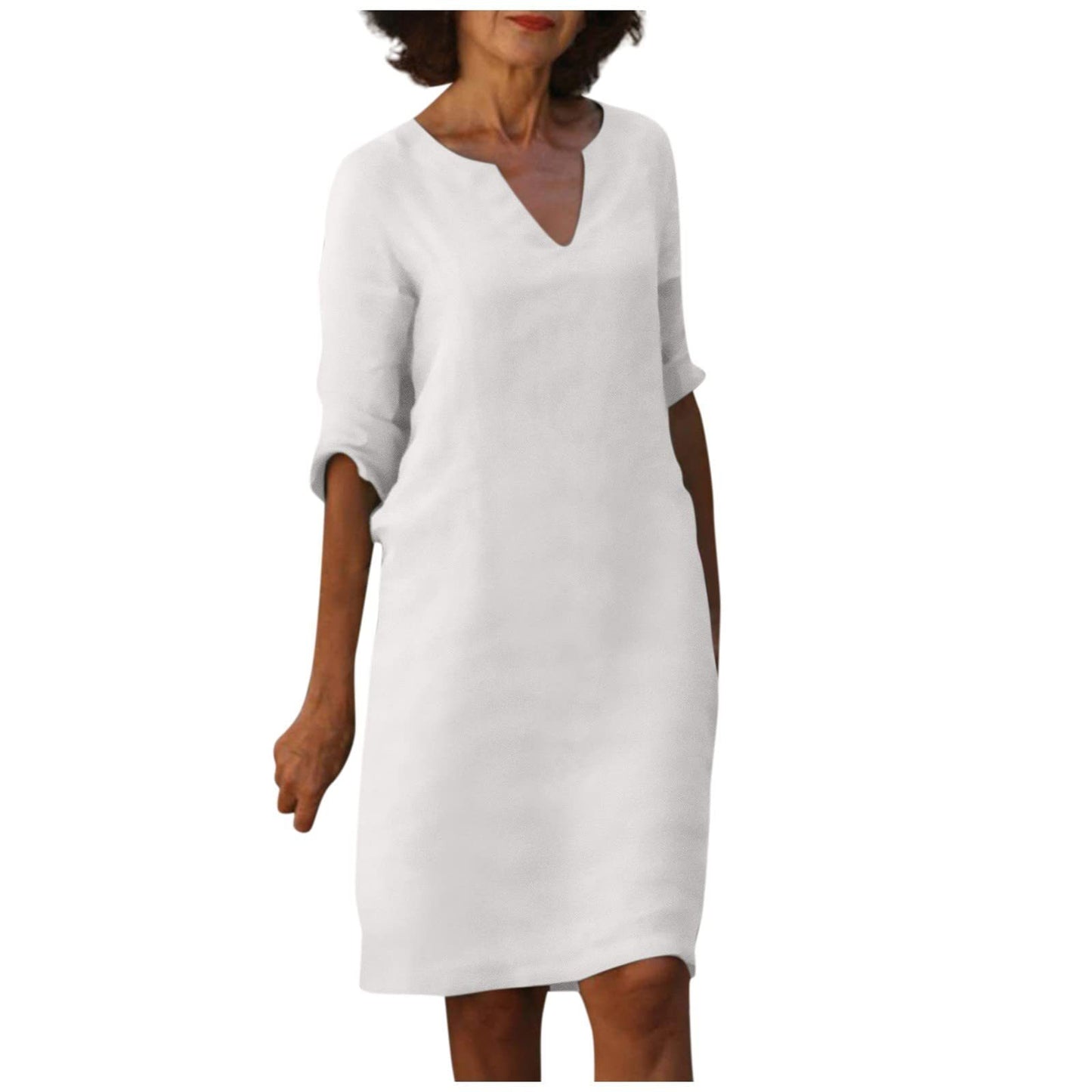 Imogen – Robe rétro en coton et lin à taille haute