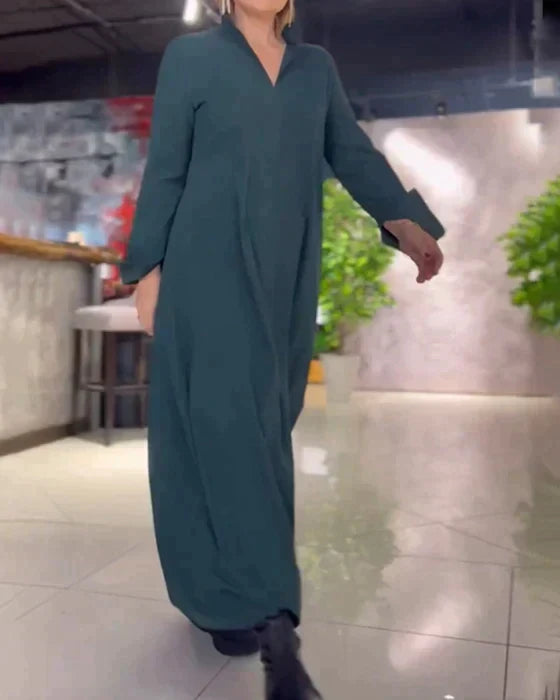 Kathryn – Robe Maxi Femme à Encolure Diagonale