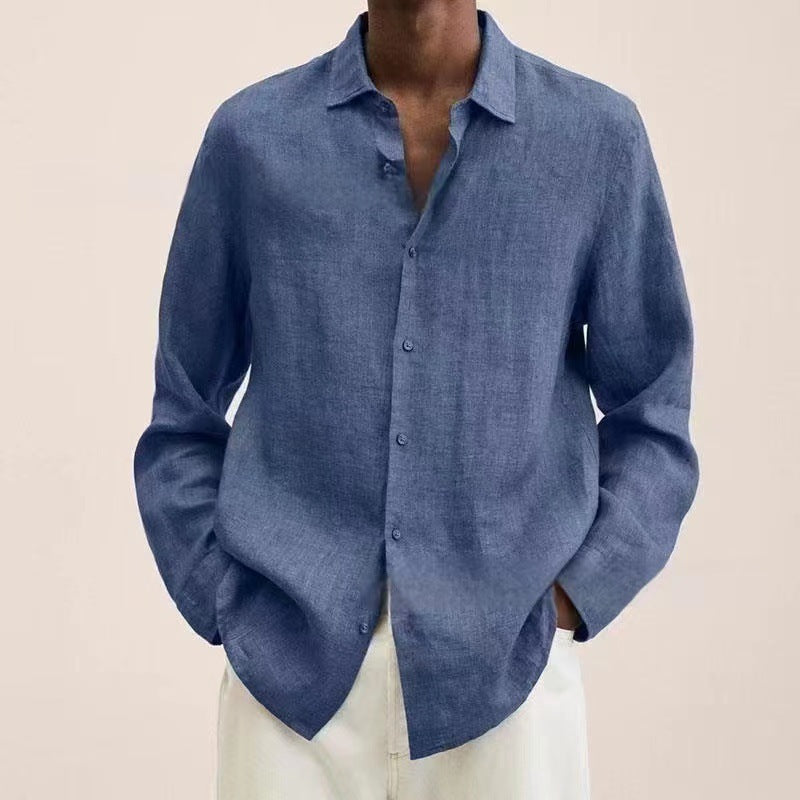 Terrence – Chemise en coton et lin décontractée pour hommes de grande taille