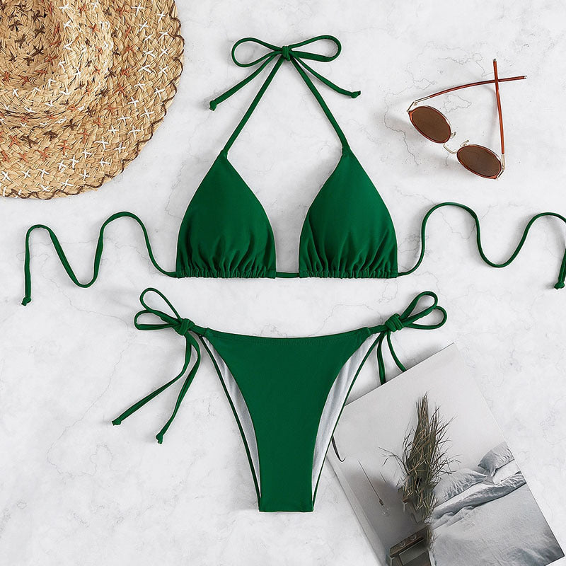Leah – Maillot de bain bikini à nouer uni