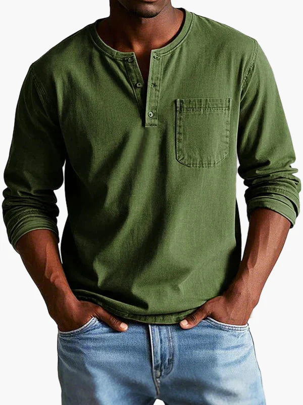 Chemise Henley à Manches Longues pour Homme – Style Décontracté et Élégant pour Toutes Occasions