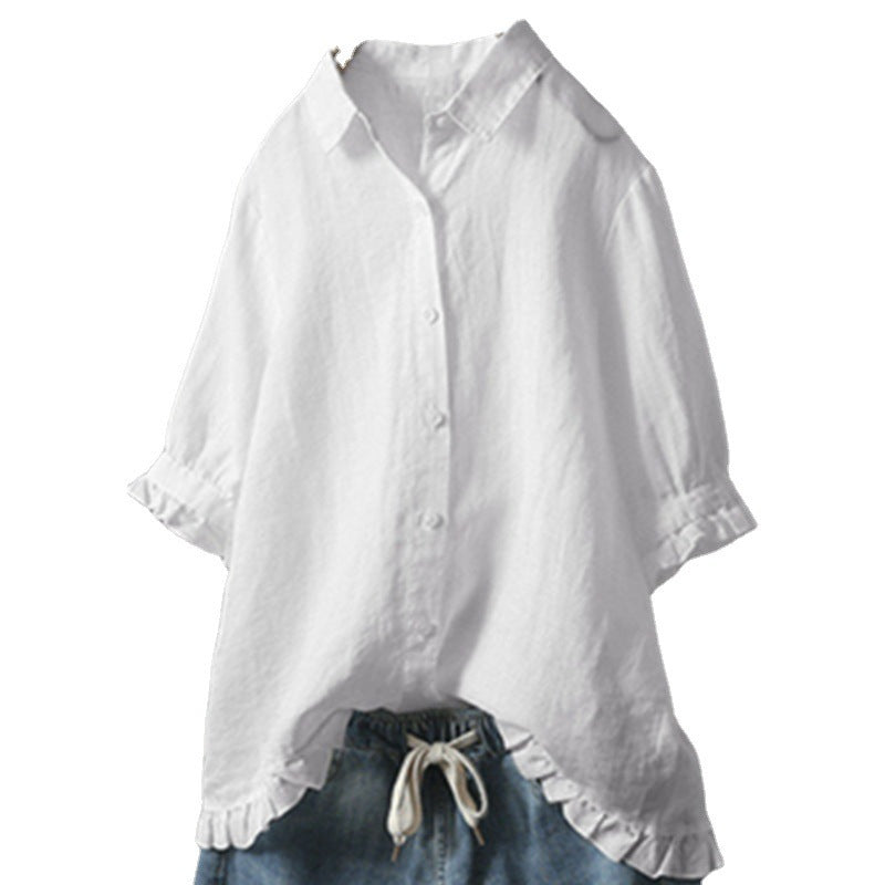 Jasmine – Chemise à Volants à Simple Boutonnage