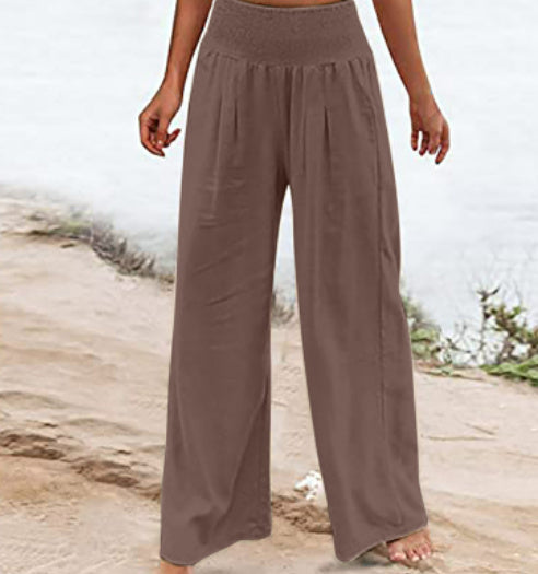 Faith – Pantalon large en coton et lin