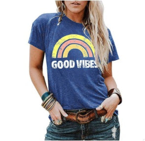 Wendy – T-shirt à manches courtes imprimé motif arc-en-ciel