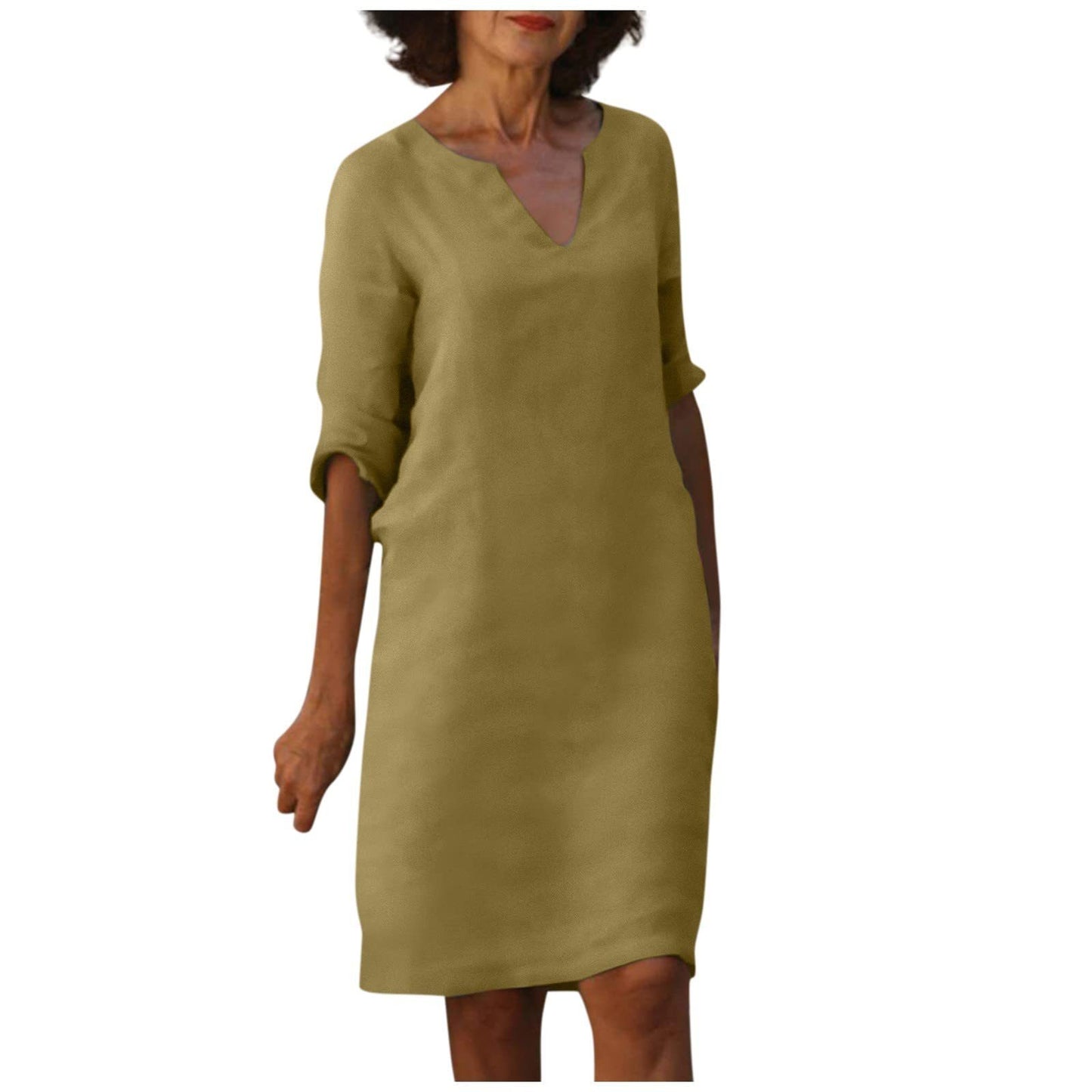 Imogen – Robe rétro en coton et lin à taille haute