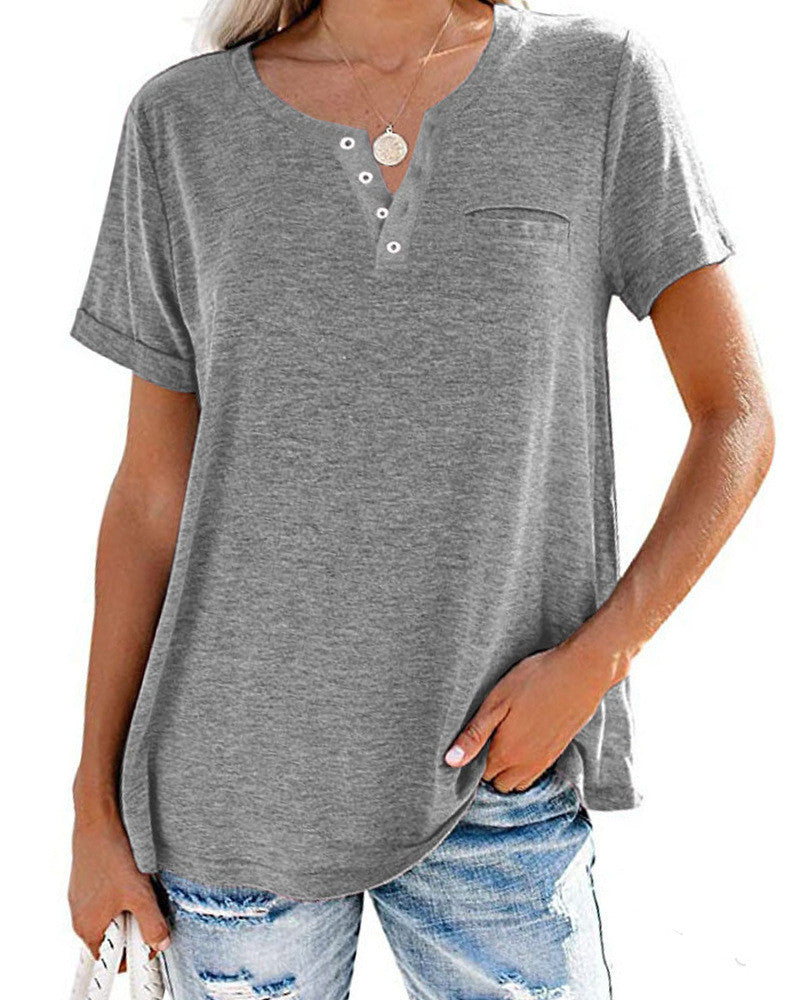 Nicole – T-shirt ample à manches courtes et col en V