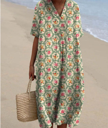 Gillian – Robe Longue Imprimée Confortable