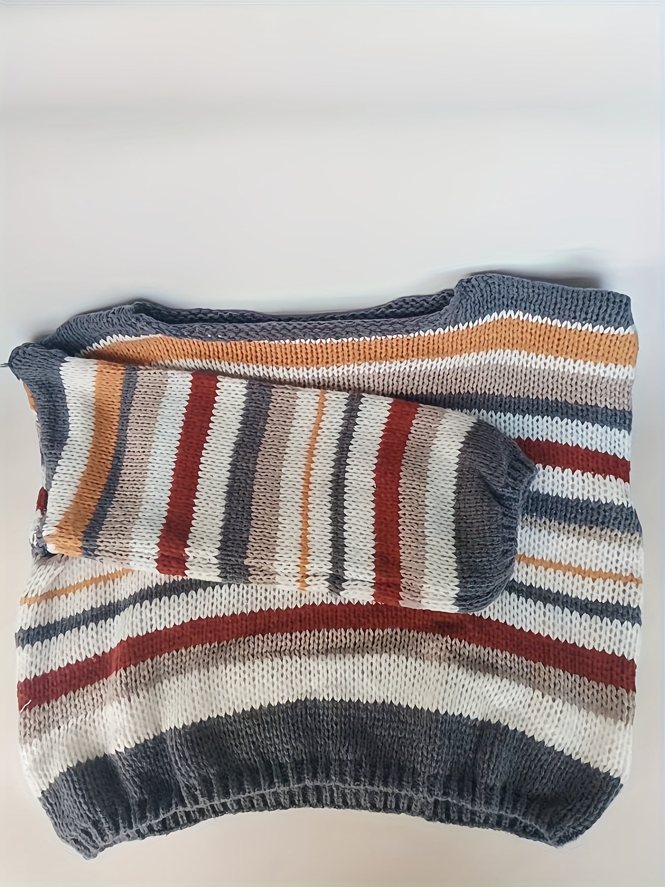 Pull d'hiver décontracté à rayures pour femme, coupe ample, manches longues, style moderne