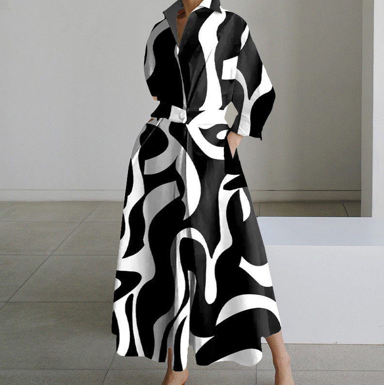 Grace – Robe à manches longues avec taille élastique