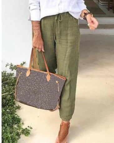 Jenny – Pantalon Décontracté en Coton et Taille Haute