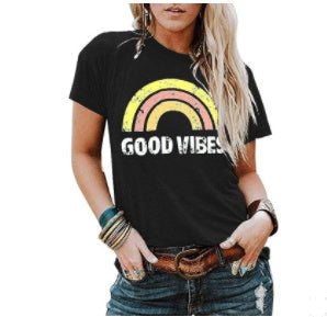 Wendy – T-shirt à manches courtes imprimé motif arc-en-ciel