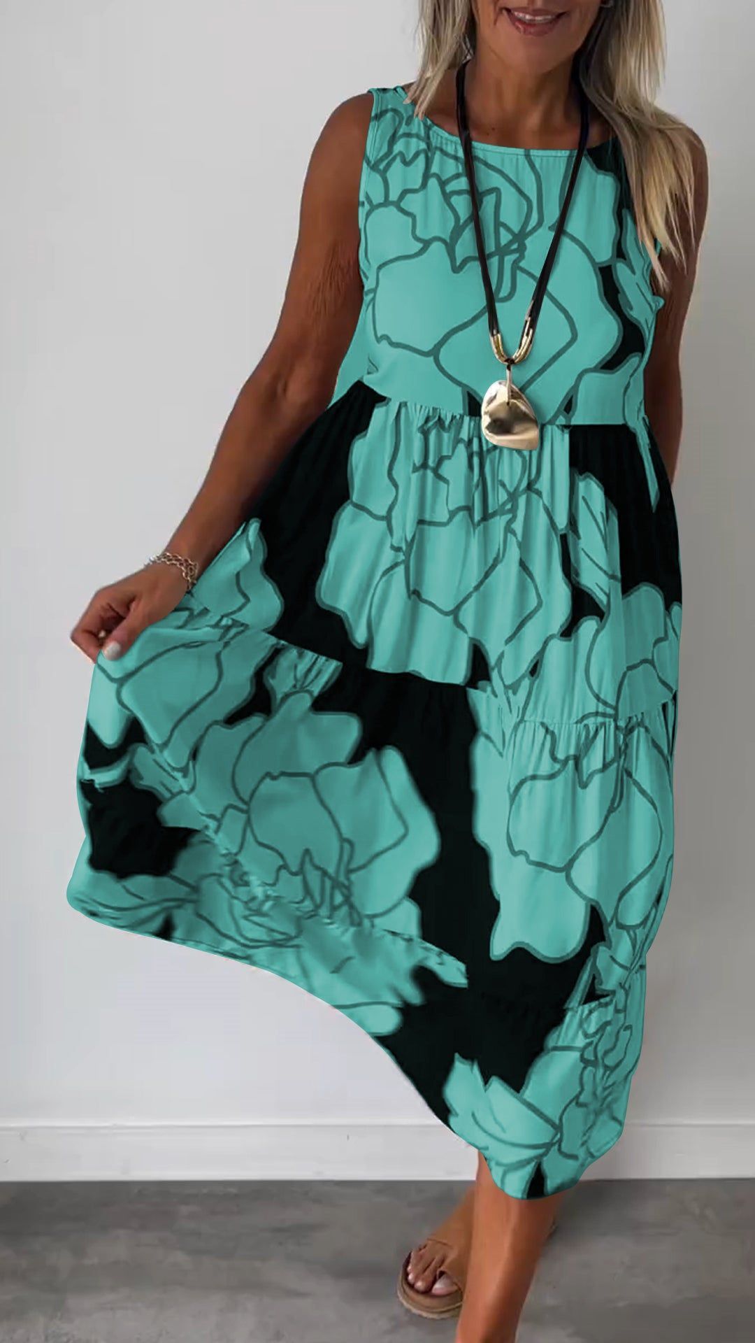 Alison – Robe sans manches à imprimé avec lacets