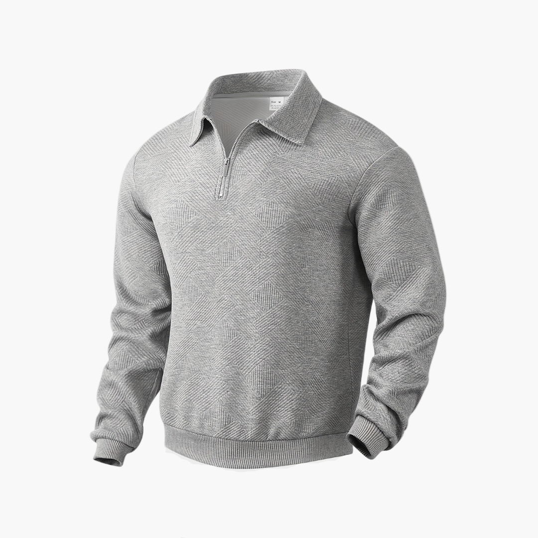 Sweat-shirt pour homme style vintage à col zippé avec motif géométrique – Élégance décontractée pour toutes occasions