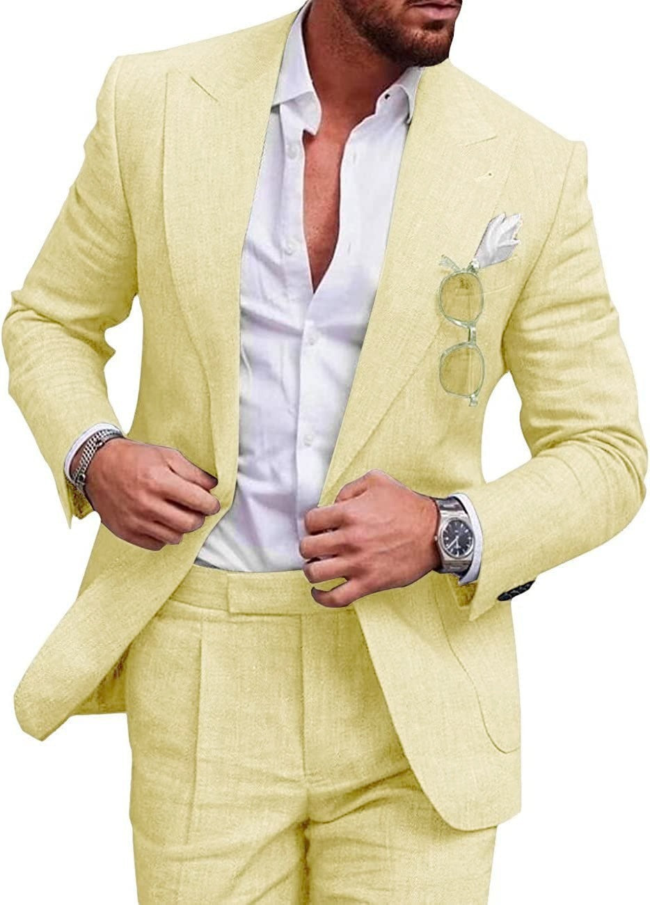 Joshua – Costume Deux Pièces Uni à Bouton Unique