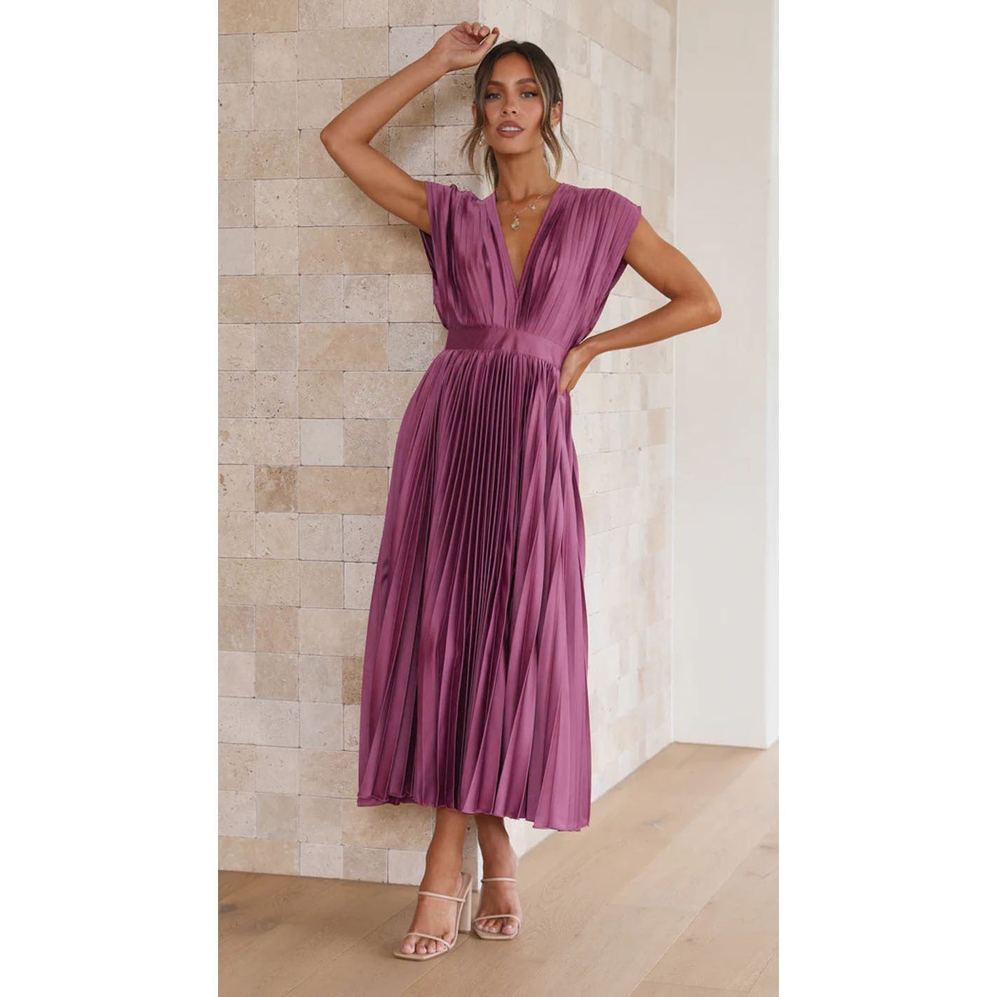 Ruth – Robe Plissée Décontractée Sans Manches avec Zip