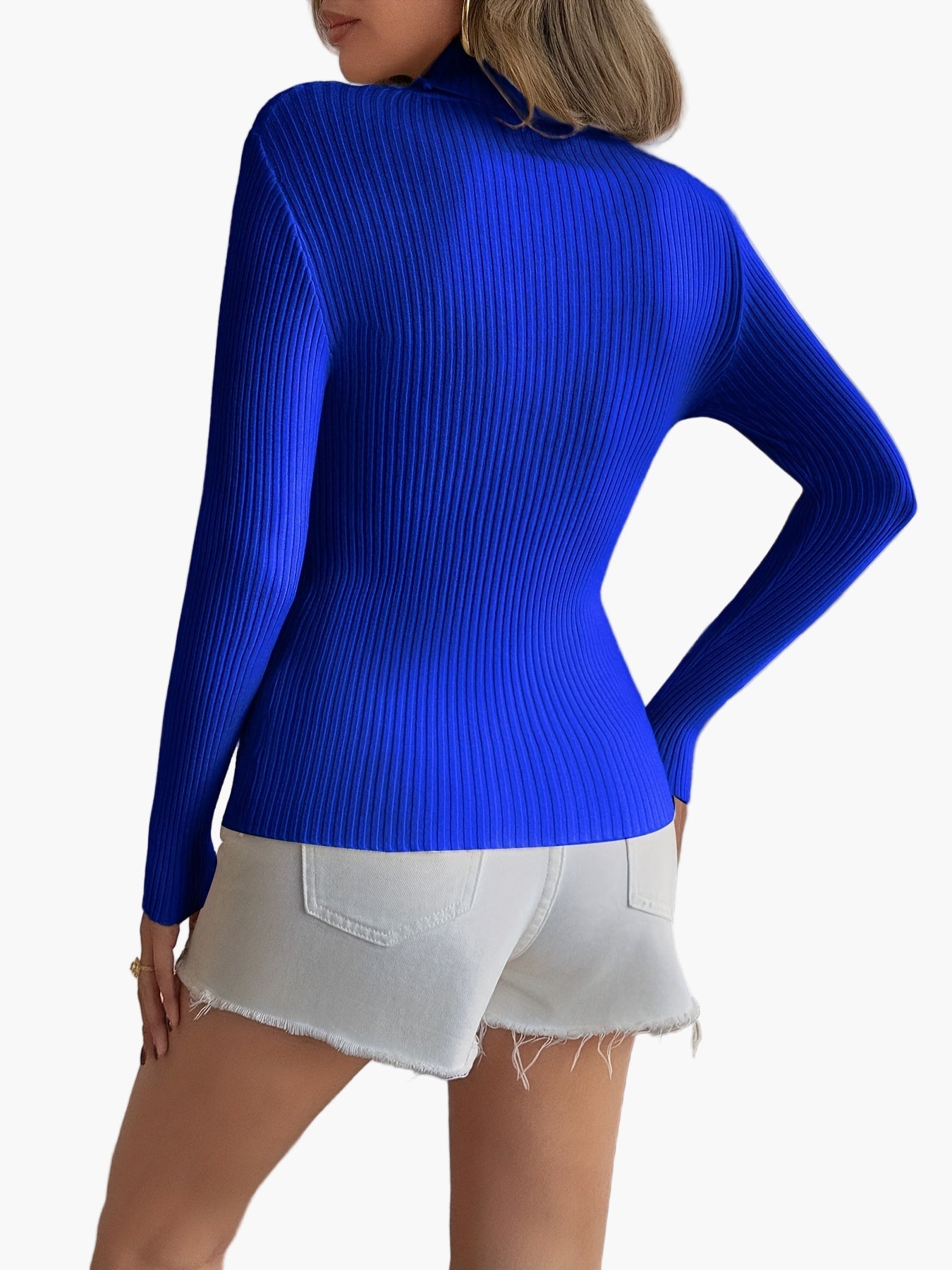 Pull femme col montant ajusté style élégant pour toutes saisons