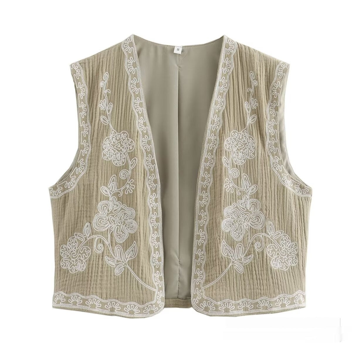 Tara – Gilet brodé bicolore décontracté à la mode