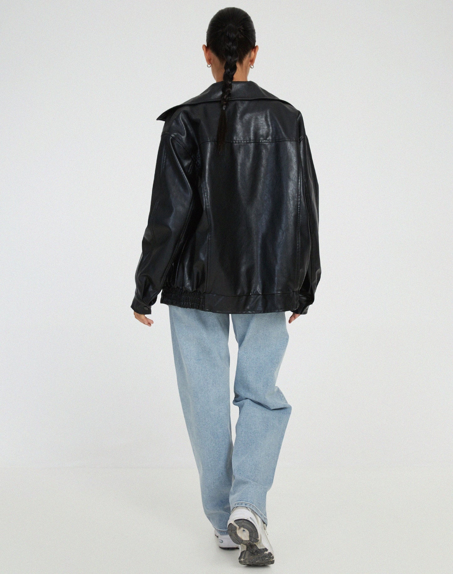 Veste en cuir synthétique oversize pour femme, style décontracté et tendance