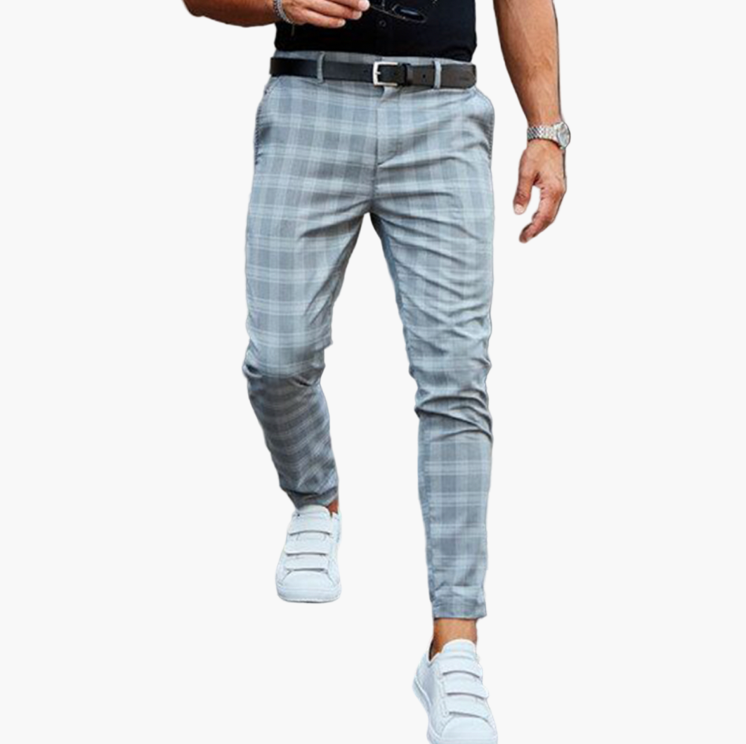 Pantalon chino à carreaux style slim pour homme – Élégance urbaine et confort quotidien
