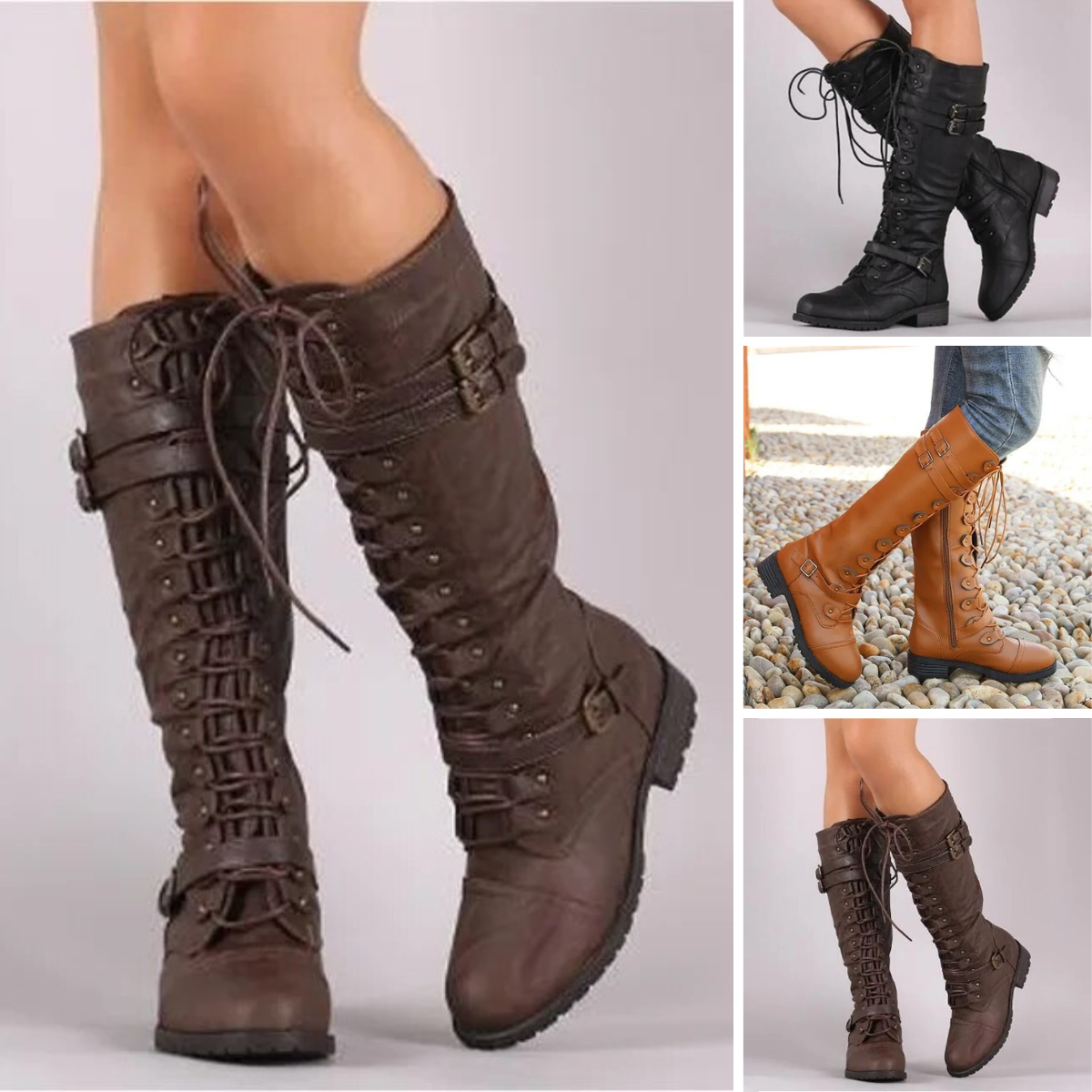 Jennifer – Bottes à Lacets Rétro avec Boucle