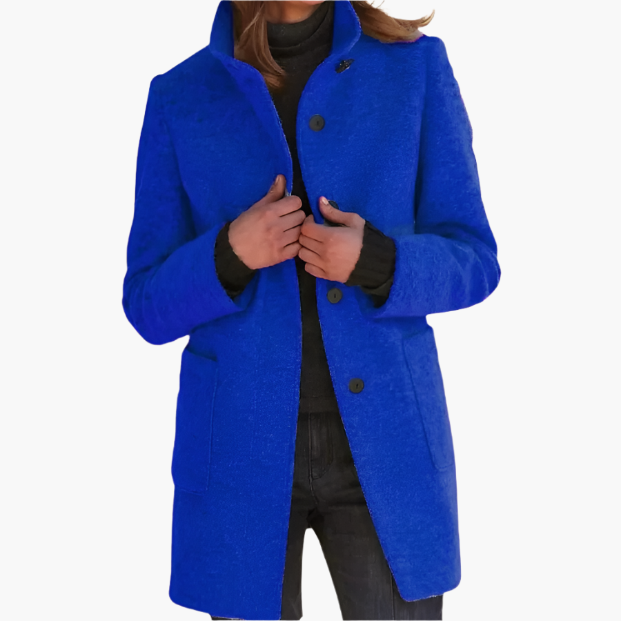 Manteau Femme Élégant à Col Montant | Style Classique et Polyvalent