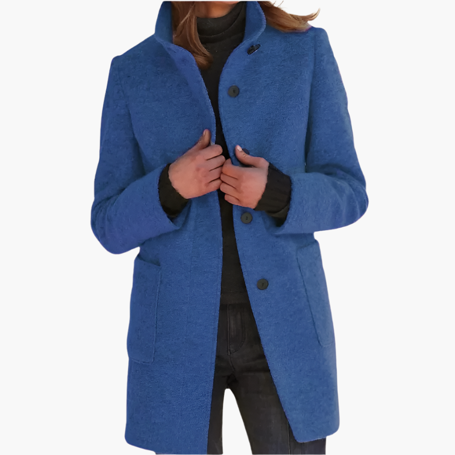Manteau Femme Élégant à Col Montant | Style Classique et Polyvalent