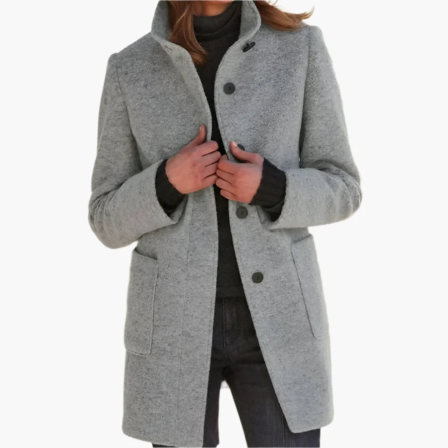 Manteau Femme Élégant à Col Montant | Style Classique et Polyvalent