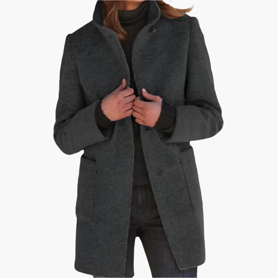 Manteau Femme Élégant à Col Montant | Style Classique et Polyvalent