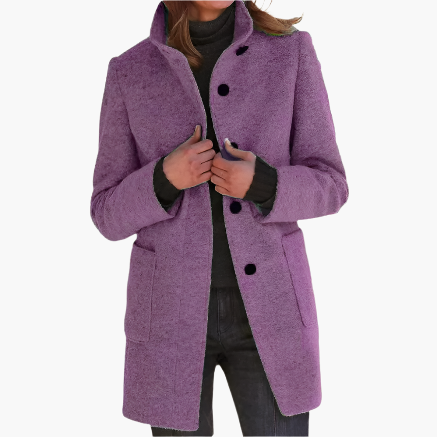 Manteau Femme Élégant à Col Montant | Style Classique et Polyvalent