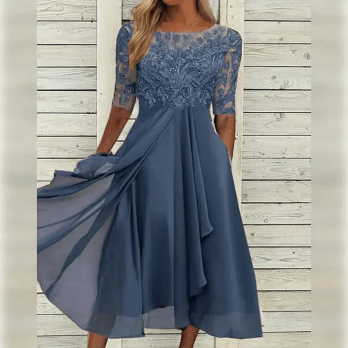 Aria™ - Robe Midi en Dentelle et Mousseline