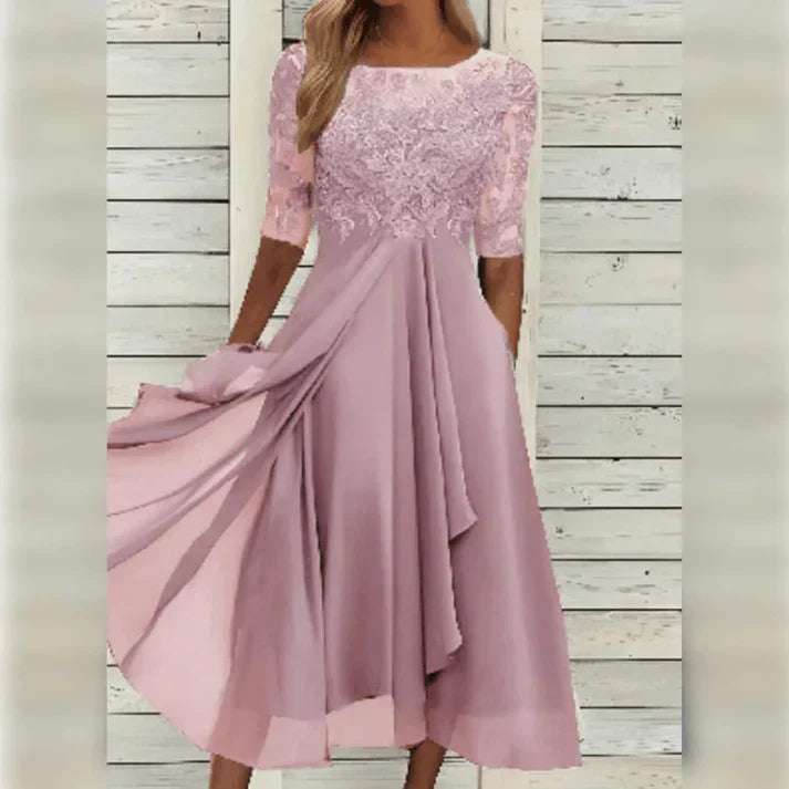 Aria™ - Robe Midi en Dentelle et Mousseline