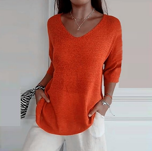 Jane – Haut en Maille Décolleté en V pour Femmes