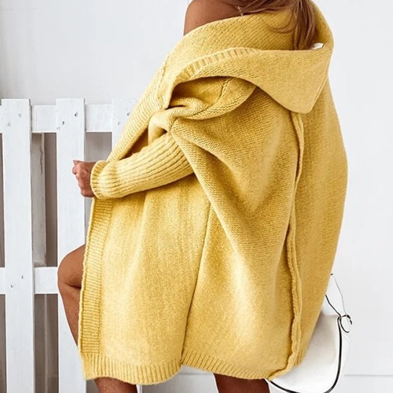 Cardigan Femme Décontracté à Capuche Style Cocooning, Idéal pour l’Automne et l’Hiver