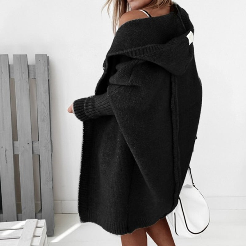 Cardigan Femme Décontracté à Capuche Style Cocooning, Idéal pour l’Automne et l’Hiver