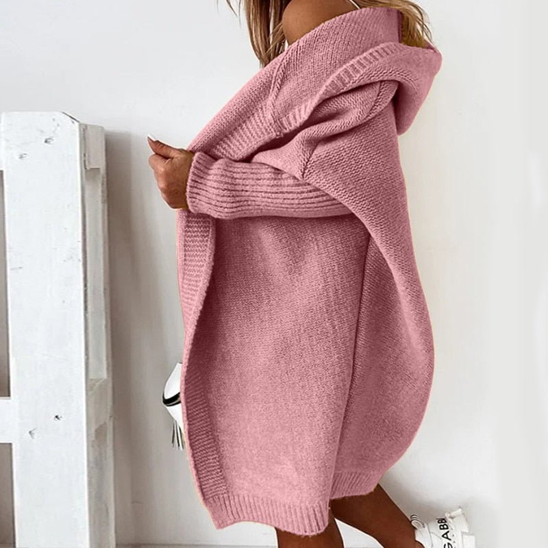 Cardigan Femme Décontracté à Capuche Style Cocooning, Idéal pour l’Automne et l’Hiver