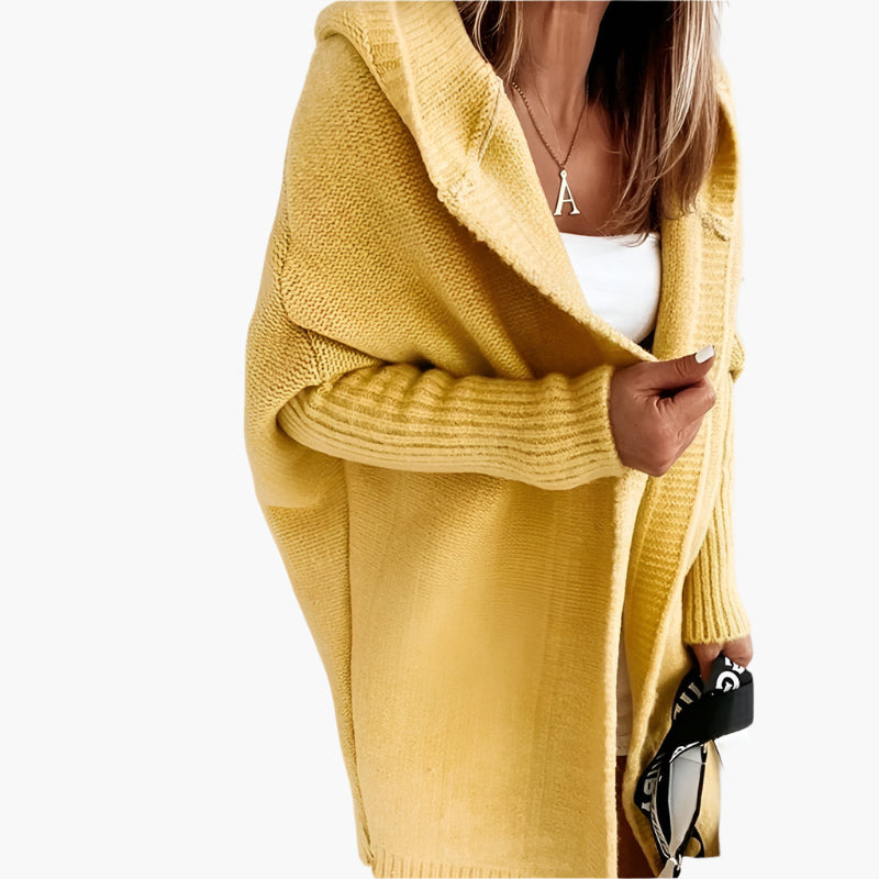 Cardigan Femme Décontracté à Capuche Style Cocooning, Idéal pour l’Automne et l’Hiver