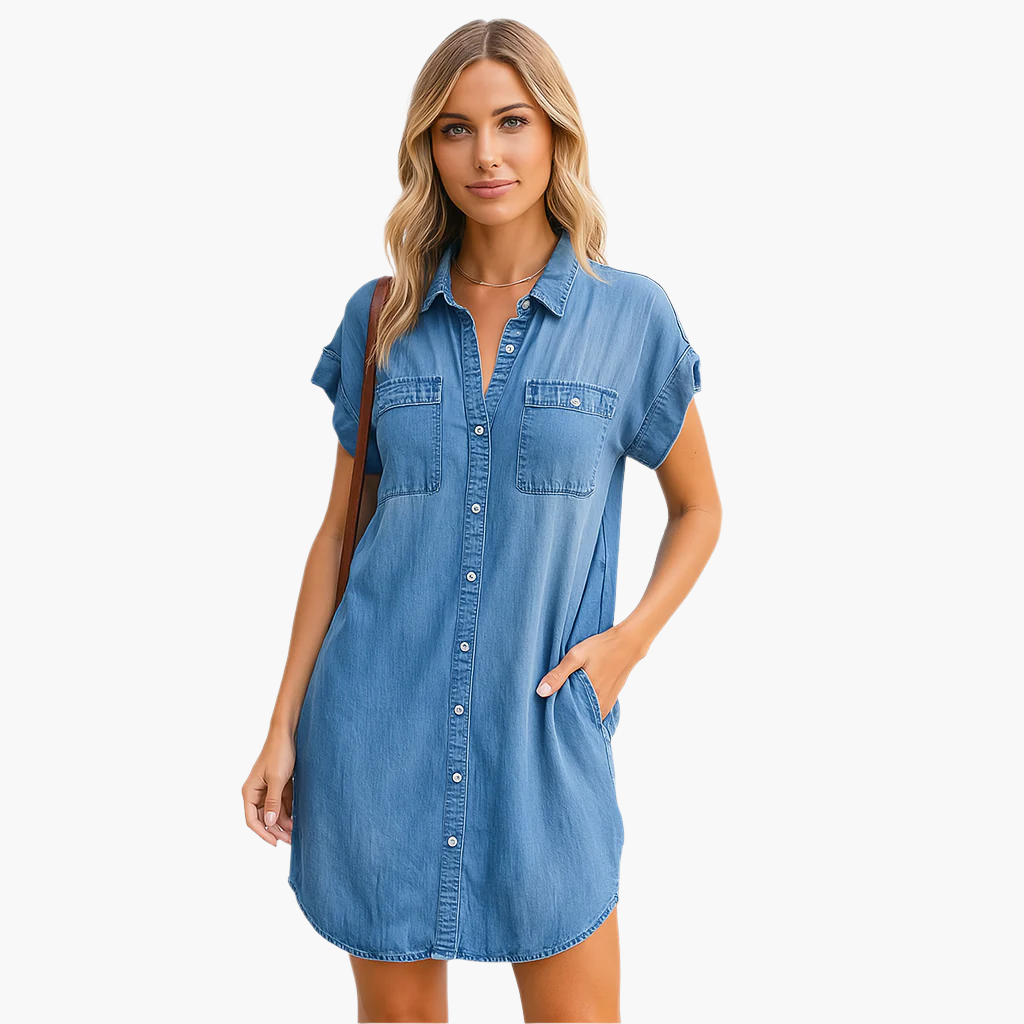 Robe Chemise Décontractée Femme Style Denim pour Look Casual et Élégant