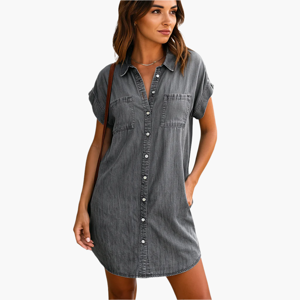 Robe Chemise Décontractée Femme Style Denim pour Look Casual et Élégant