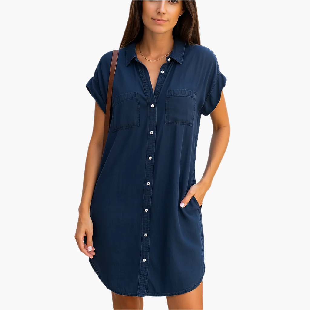 Robe Chemise Décontractée Femme Style Denim pour Look Casual et Élégant