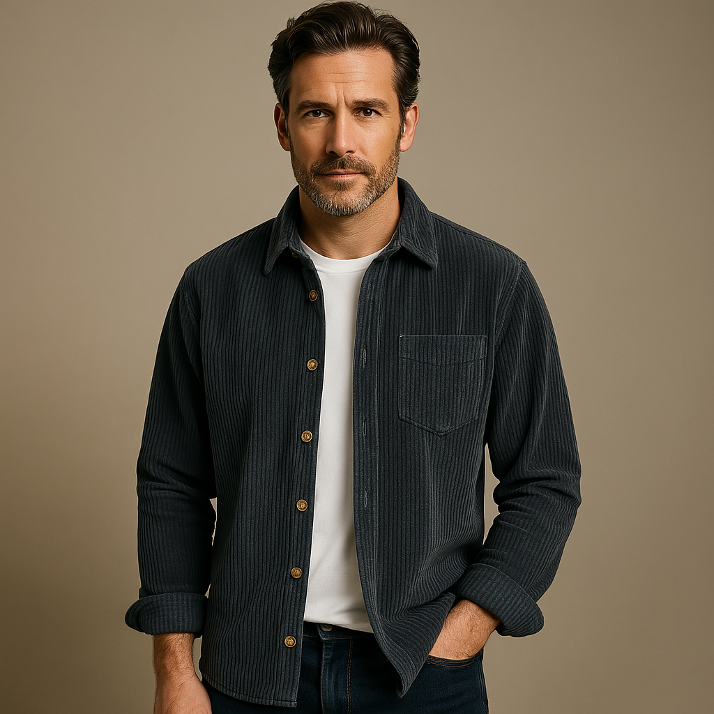 Chemise en velours côtelé style décontracté pour homme – idéale pour le quotidien et les loisirs