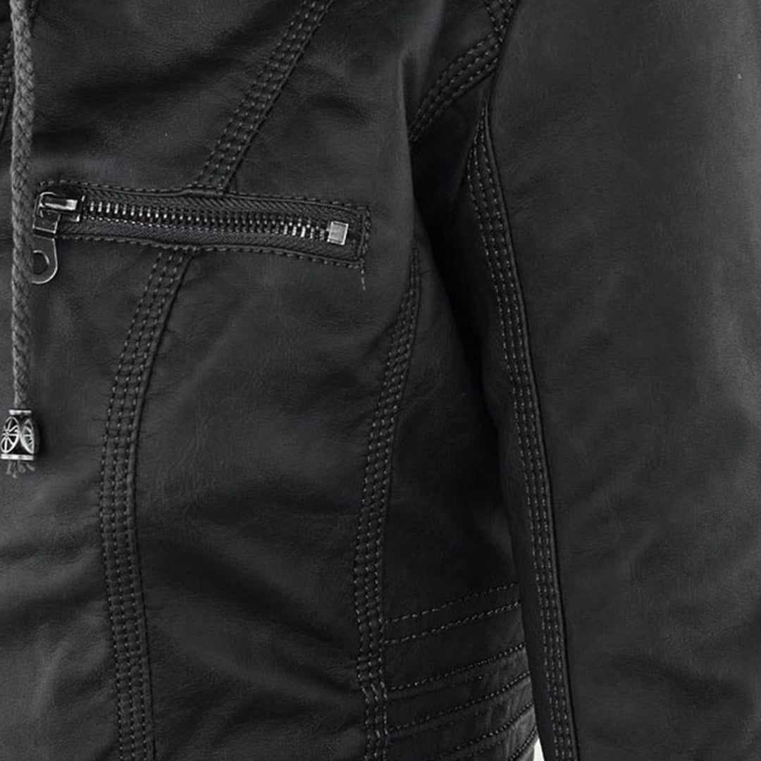 Veste Femme Style Motard à Capuche – Élégante et Polyvalente pour Toutes Saisons
