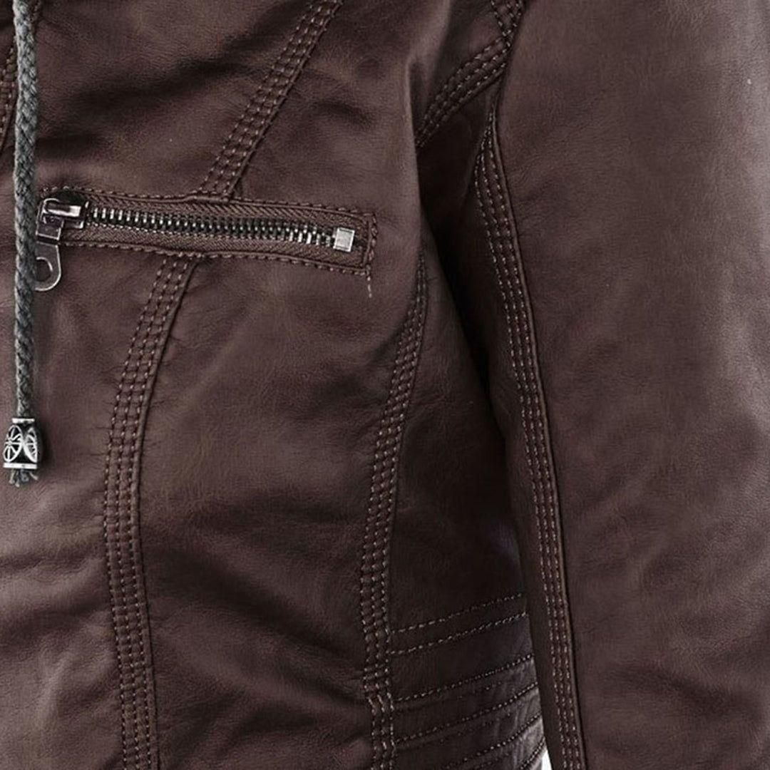 Veste mi-saison à capuche pour femme style motard urbaine élégante