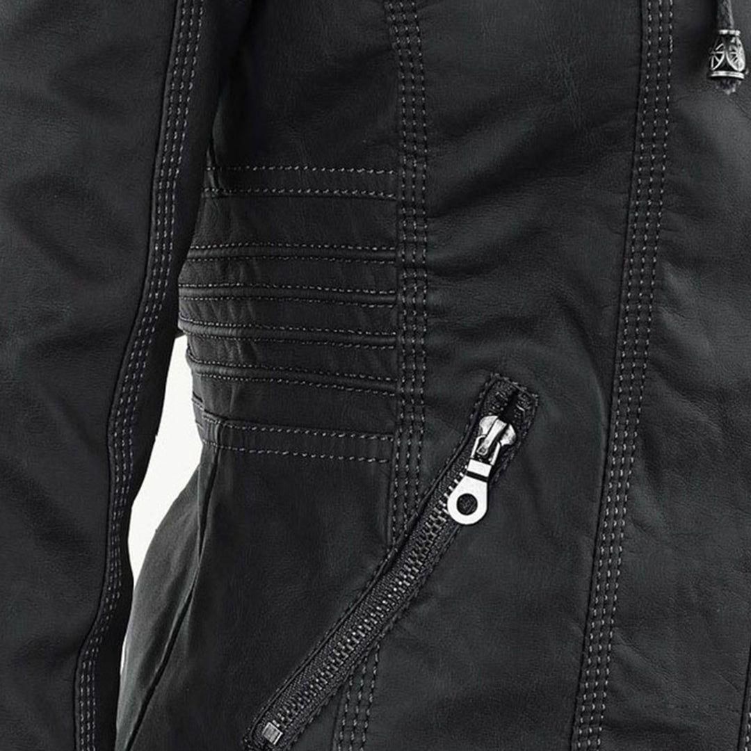 Veste mi-saison à capuche pour femme style motard urbaine élégante