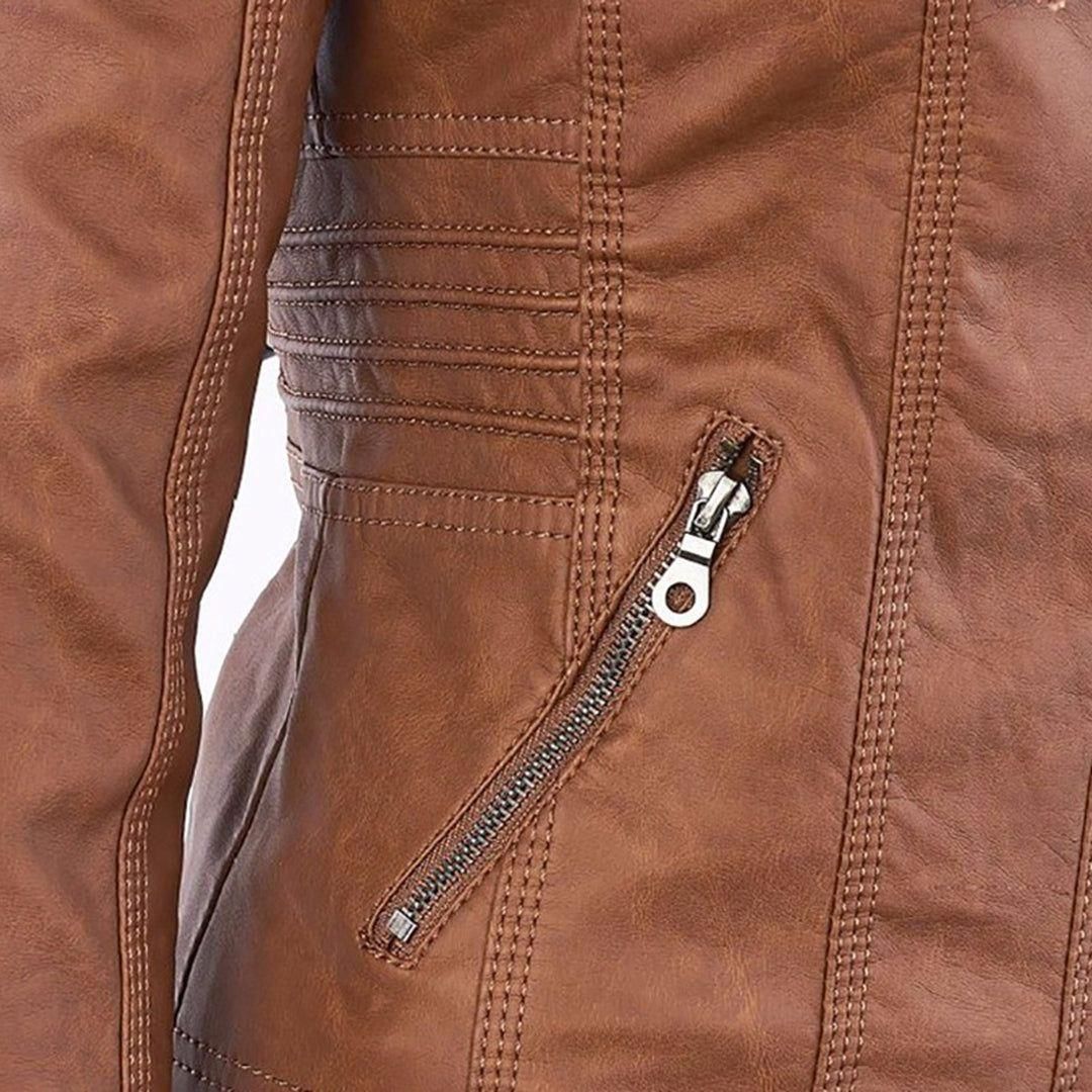 Veste mi-saison à capuche pour femme style motard urbaine élégante