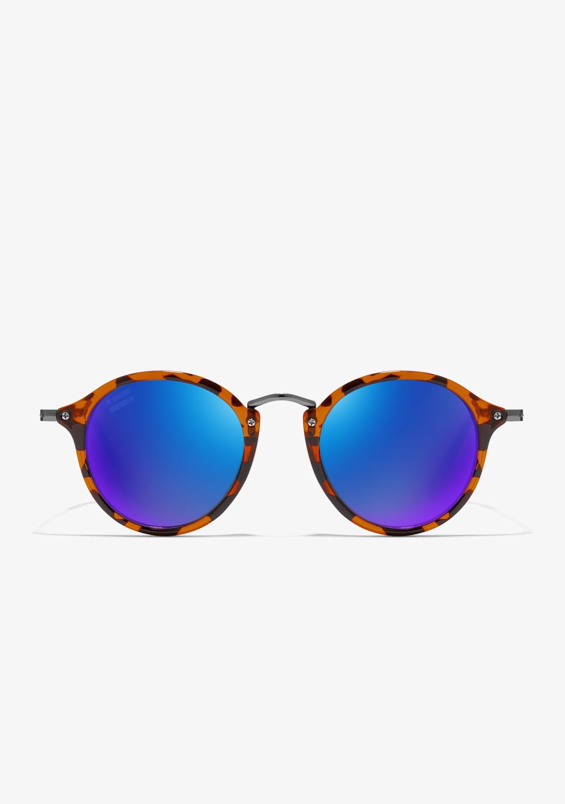 Damian – Lunettes de Soleil Unisexe Rondes Écaille avec Verres Miroir Bleus Polarisés – Élégantes et Protectrices UV