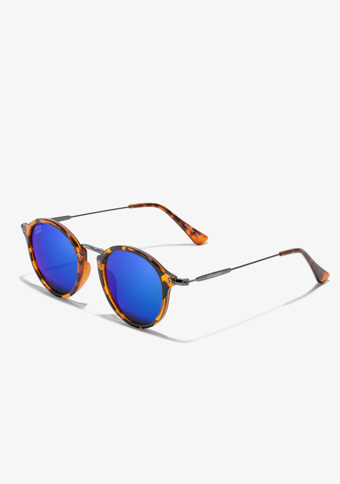 Damian – Lunettes de Soleil Unisexe Rondes Écaille avec Verres Miroir Bleus Polarisés – Élégantes et Protectrices UV