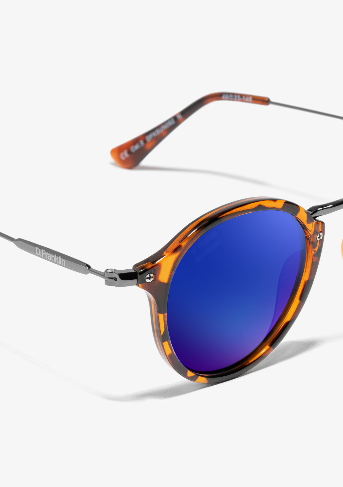 Damian – Lunettes de Soleil Unisexe Rondes Écaille avec Verres Miroir Bleus Polarisés – Élégantes et Protectrices UV